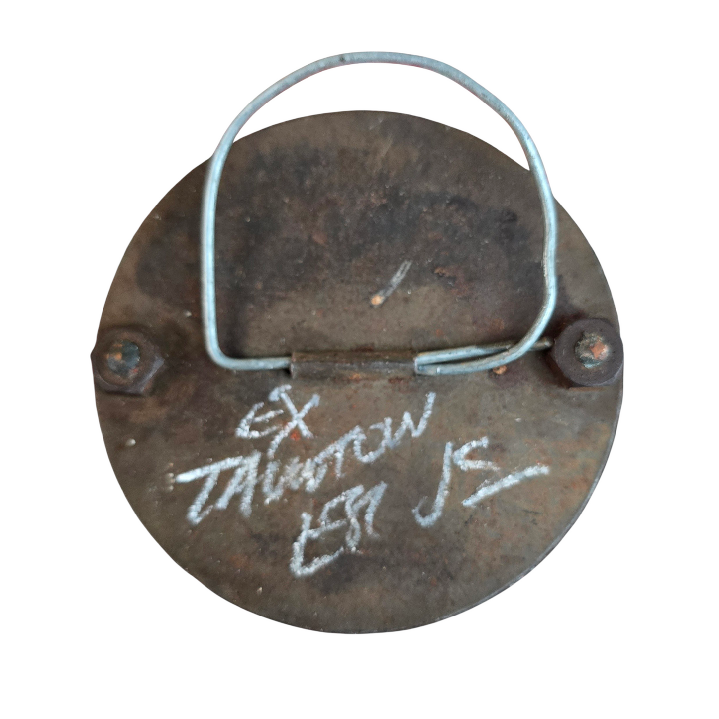 RA 8638B  G.W.R. ENAMEL "WORKMAN DISCONNECTED" REMINDER EX TAUNTON EAST JUNC