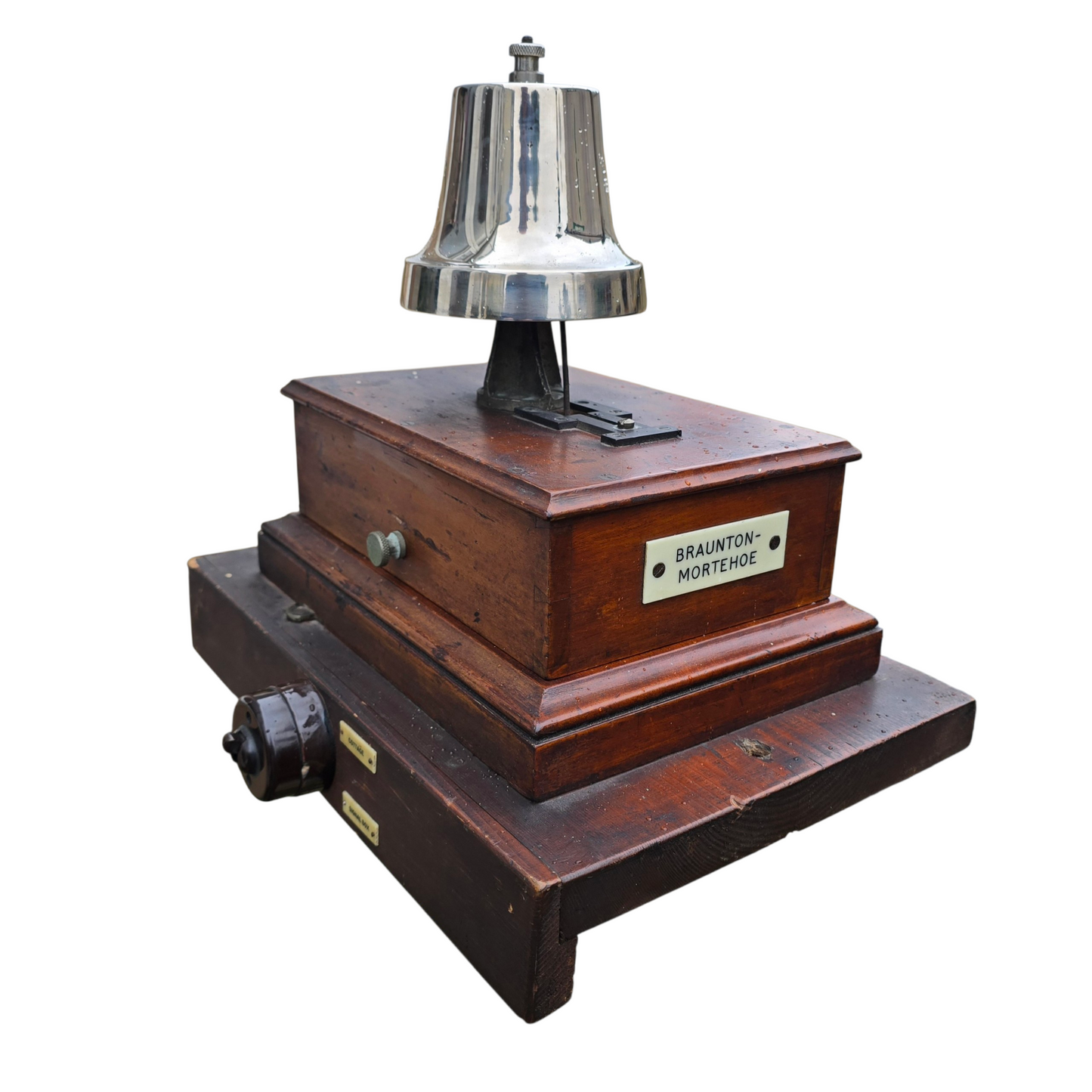 RA 8866  G.W.R. "ETS" BLOCK BELL COMPLETE WITH SHELF PLATED "BRAUNTON-MORTEHOE"