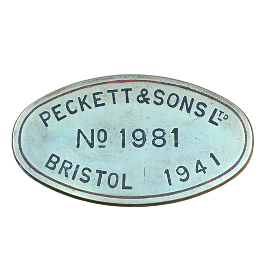 RA 8859  BRASS PECKETT & SONS LTD LOCOMOTIVE BUILDERS PLATE 1941