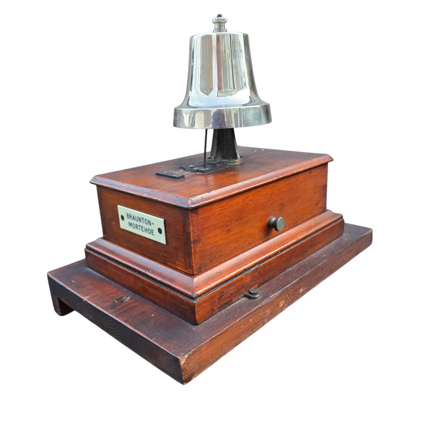 RA 8866  G.W.R. "ETS" BLOCK BELL COMPLETE WITH SHELF PLATED "BRAUNTON-MORTEHOE"