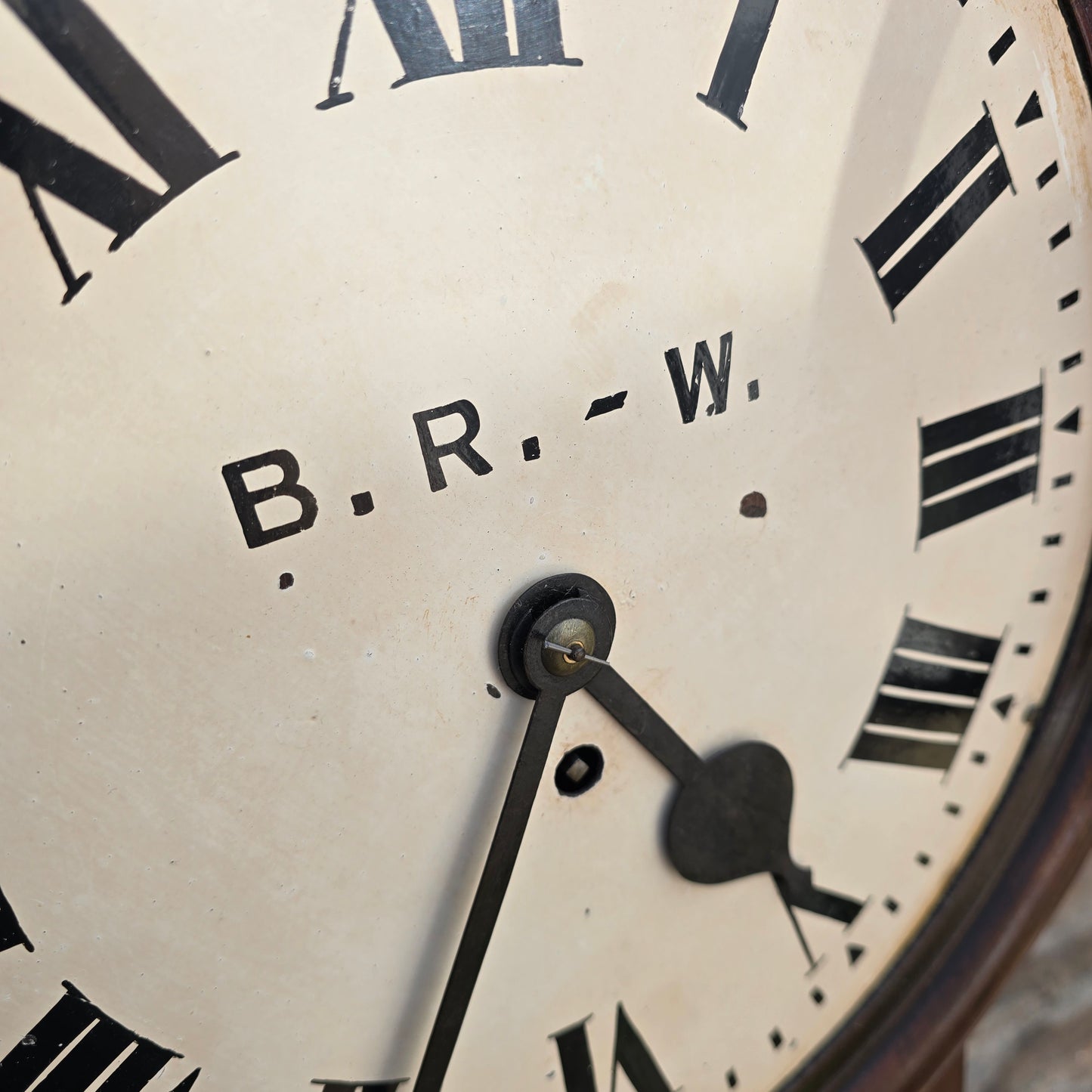 RA 8869   G.W.R.  12" DROP DIAL FUSEE CLOCK EX ST BLAZEY STATION