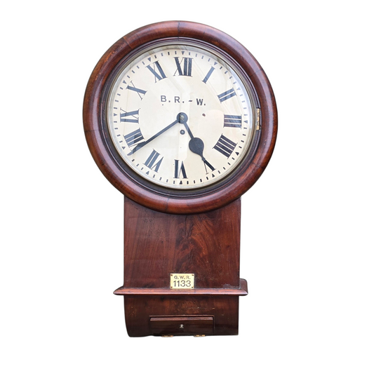 RA 8869   G.W.R.  12" DROP DIAL FUSEE CLOCK EX ST BLAZEY STATION