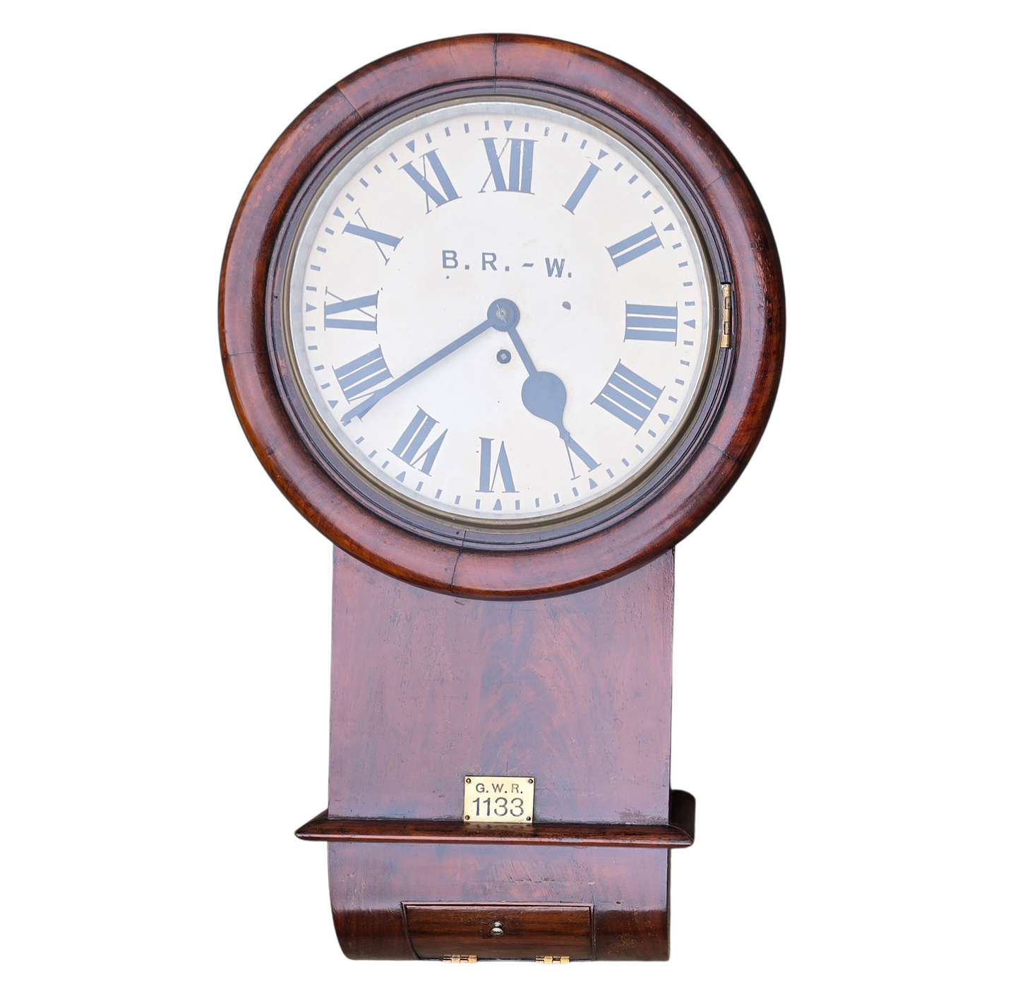 RA 8869   G.W.R.  12" DROP DIAL FUSEE CLOCK EX ST BLAZEY STATION