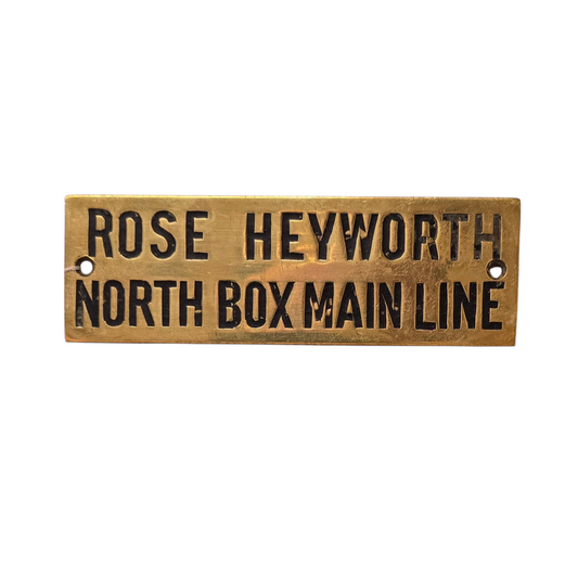 RA 8791P  G.W.R. BRASS SHELF PLATE "ROSE HEYWORTH NORTH BOX MAIN LINE" EX LIME KILN SIDINGS