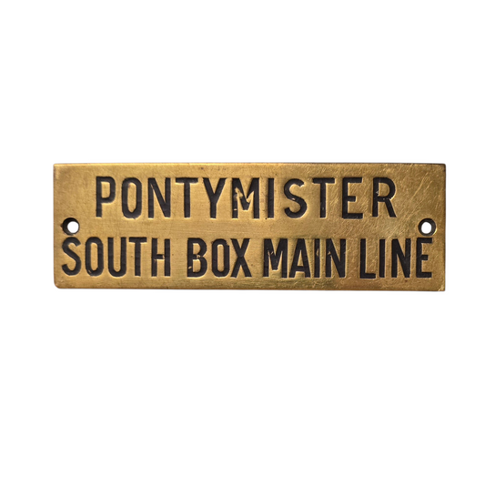 RA 8784P G.W.R. BRASS SHELF PLATE "FROM PONTYMISTER SOUTH BOX MAIN LINE"