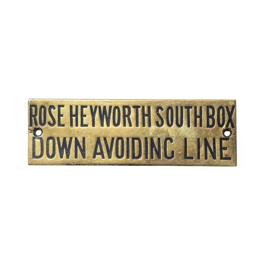 RA 8792P  G.W.R. BRASS SHELF PLATE "ROSE HEYWORTH SOUTH BOX DOWN AVOIDING LINE"