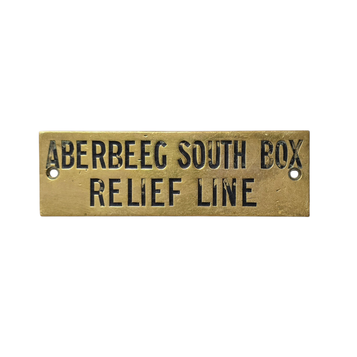 RA 8943 G.W.R. BRASS SHELF PLATE "ABERBEEG SOUTH BOX RELIEF LINE"