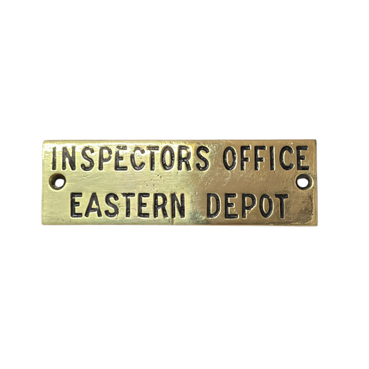 RA 8965  G.W.R. BRASS SHELF PLATE "INSPECTORS OFFICE EASTERN DEPOT"