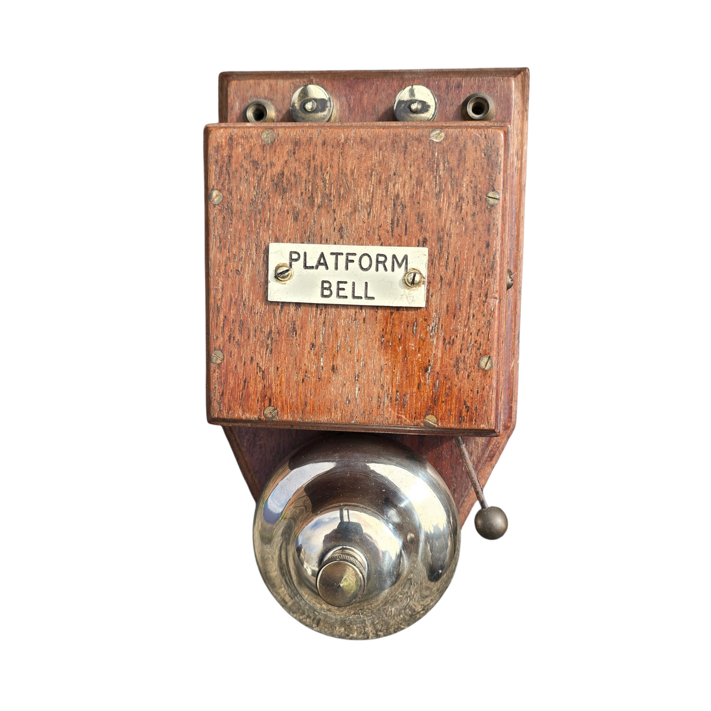 RA 8992 WOOD CASE TREMBLER BELL PLATED "PLATFORM BELL"