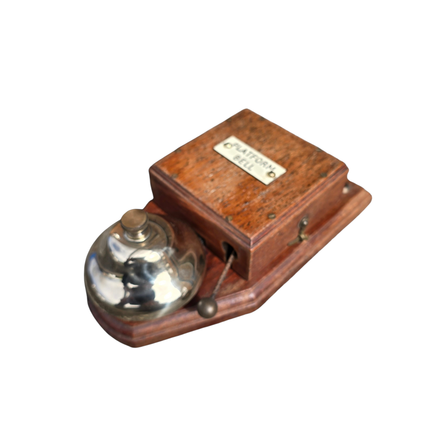RA 8992 WOOD CASE TREMBLER BELL PLATED "PLATFORM BELL"