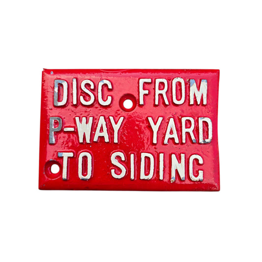 RA 9056 L & N W RLY CAST IRON LEVER DESCRIPTION PLATE " P-WAY YARD"