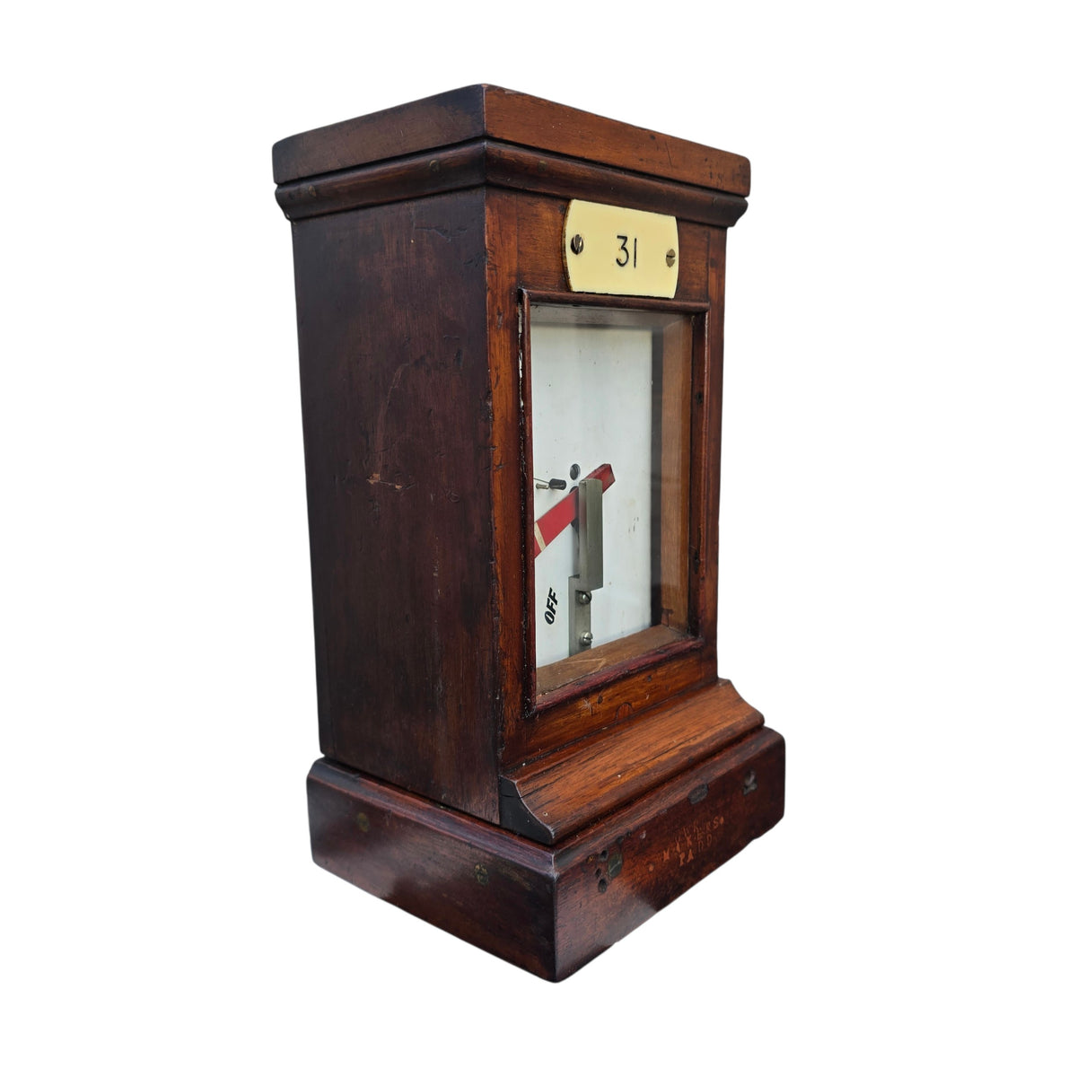 RA 9066  G.W.R. WOOD CASE "HOME SIGNAL" ARM REPEATER STAMPED G.W.R. MAKERS,PADD