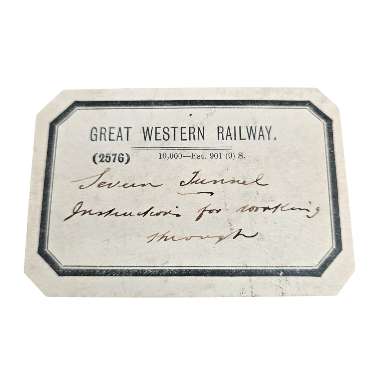 RA 9097 RARE UNIQUE COPY OF SEVERN TUNNEL SPECIAL INSTRUCTIONS OWNED BY C.B. COLLETT