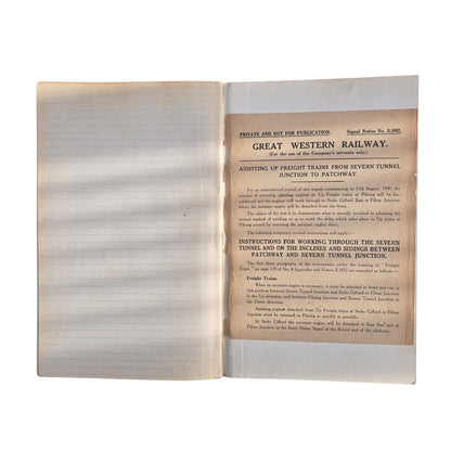 RA 9097 RARE UNIQUE COPY OF SEVERN TUNNEL SPECIAL INSTRUCTIONS OWNED BY C.B. COLLETT