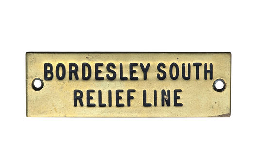 RA 8565  G.W.R. BRASS SHELF PLATE " BORDESLEY SOUTH RELIEF LINE"