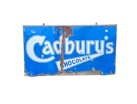 RA 8381   RARE 1900s  CADBURY`S CHOCOLATE ENAMEL ADVERTISING SIGN