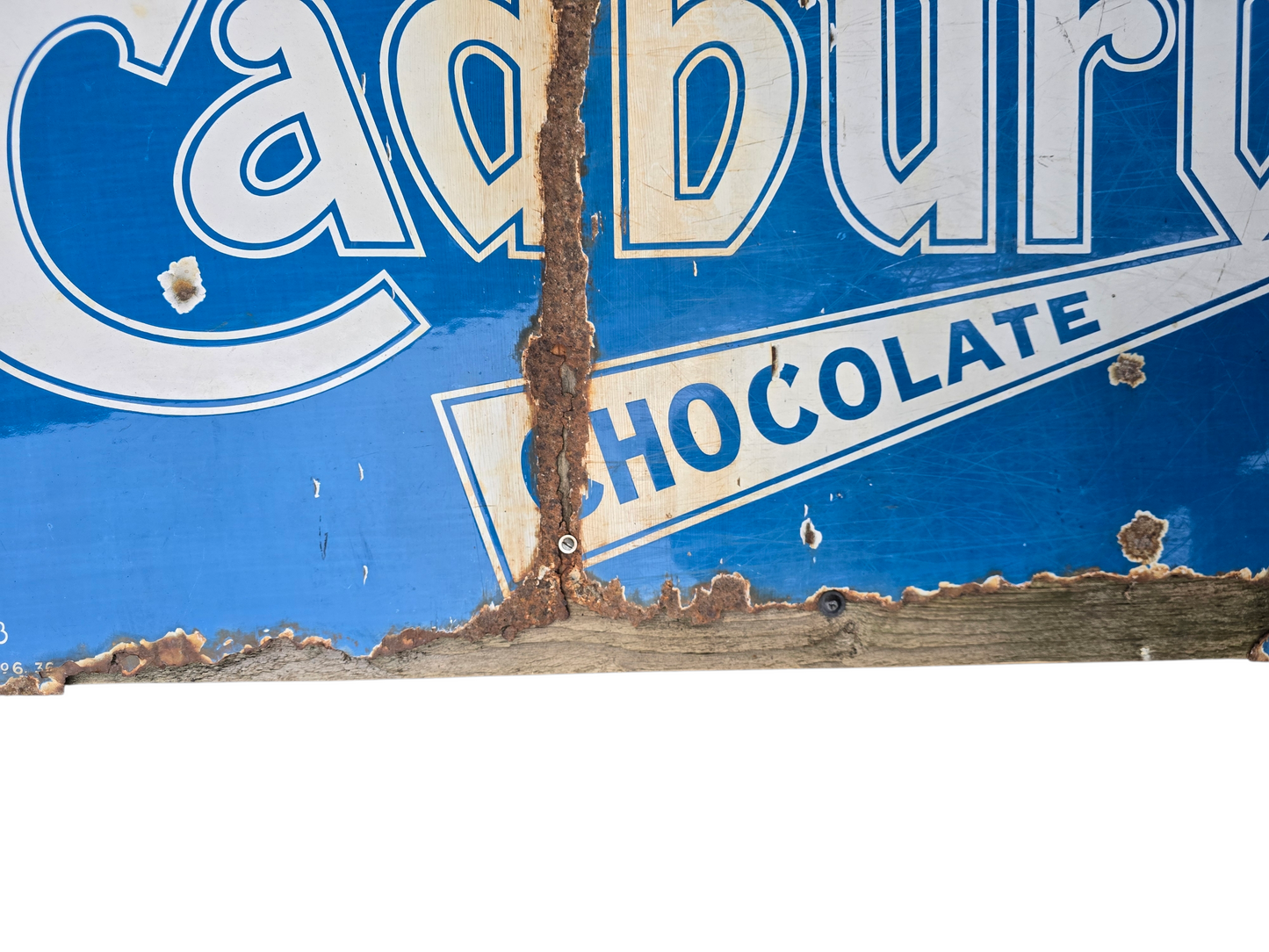 RA 8381   RARE 1900s  CADBURY`S CHOCOLATE ENAMEL ADVERTISING SIGN
