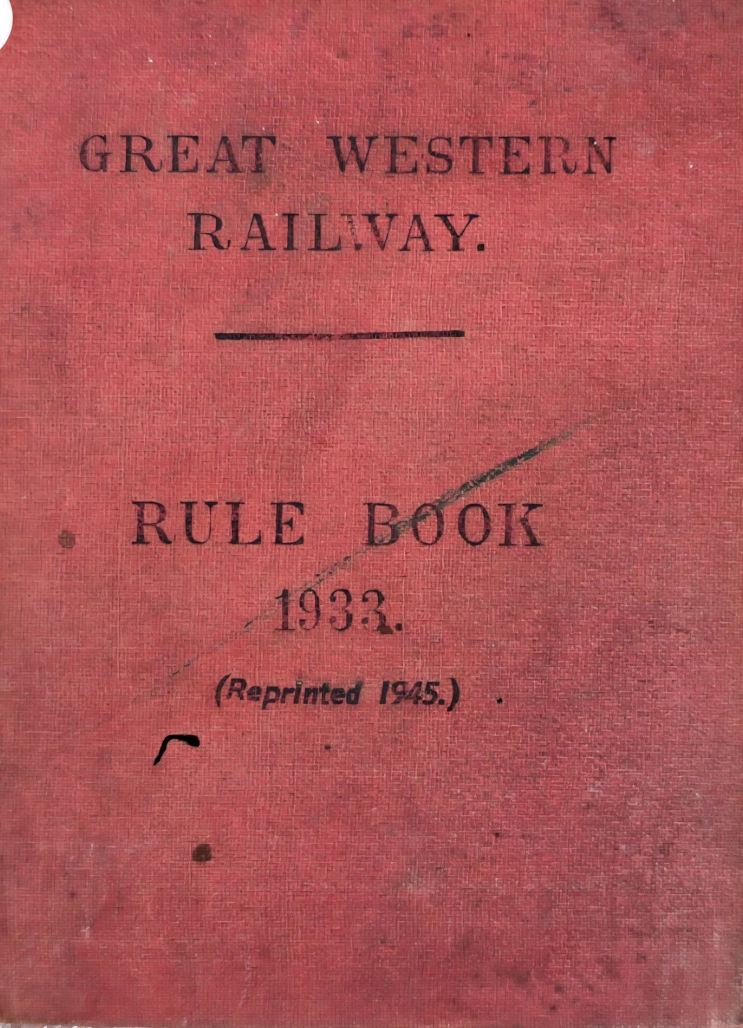RA 8275  G.W.R. 1933 RULE BOOK (REPRINTED 1945).