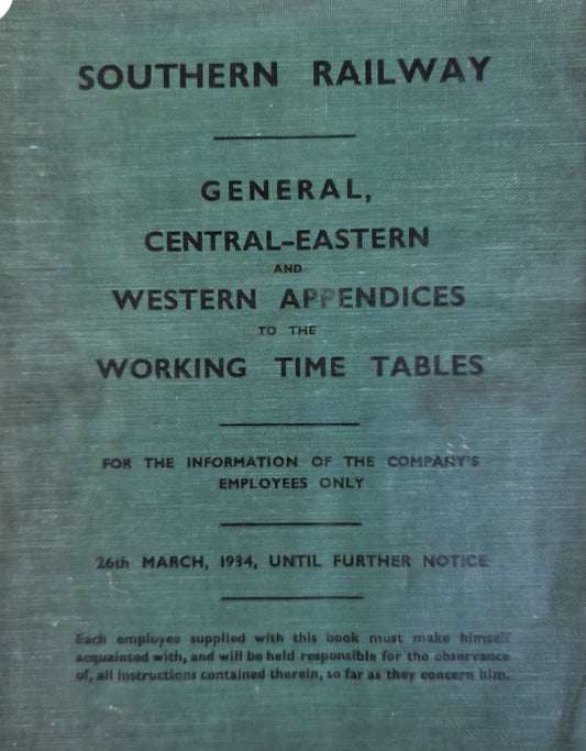 RA 8274  SOUTHERN RAILWAY GENERAL APPENDICES 1934
