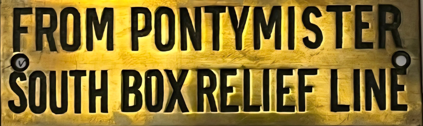 RA 8359 G.W.R. BRASS SHELF PLATE "FROM PONTYMISTER SOUTH BOX RELIEF LINE"