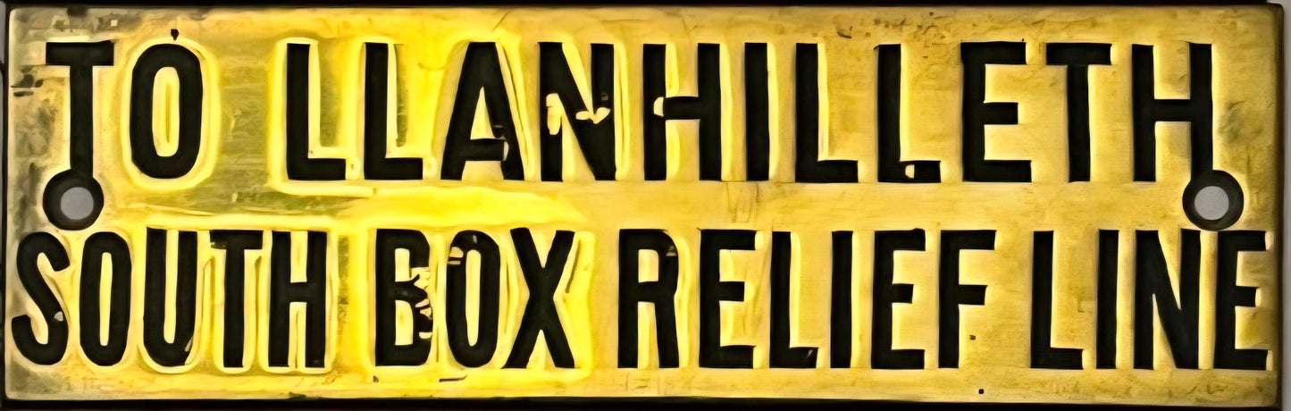 RA 8360  G.W.R. BRASS SHELF PLATE "FROM LLANHILLETH SOUTH BOX RELIEF LINE"